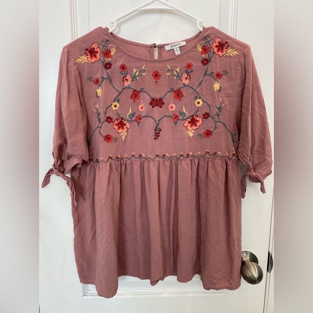 Embroidered Peplum Blouse